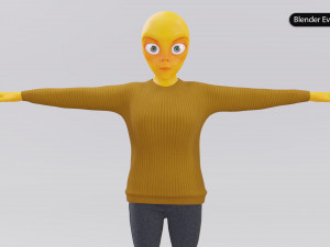 Alien Female Cartoon Modelo 3D
