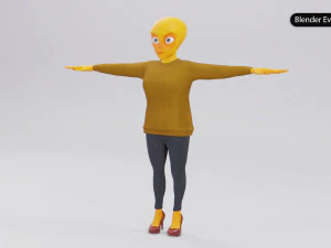 Alien Female Cartoon 3D Model