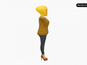 Alien Female Cartoon Modelo 3D