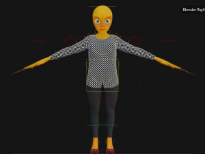 Alien Female Cartoon Modelo 3D