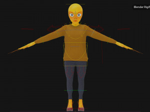 Alien Female Cartoon Modelo 3D