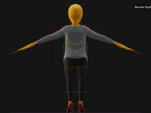Alien Female Cartoon Modelo 3D