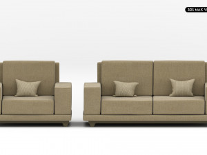 Realistic Modern Sofa Set 3D Model