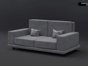 Realistic Modern Sofa Set 3D Model