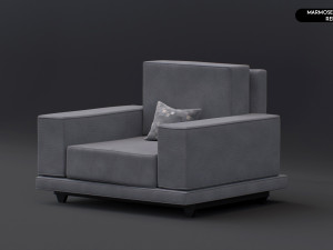 Realistic Modern Sofa Set Modello 3D