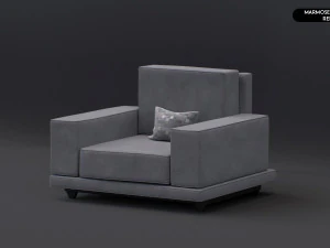 Realistic Modern Sofa Set 3D Model
