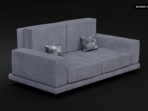 Realistic Modern Sofa Set 3D Model