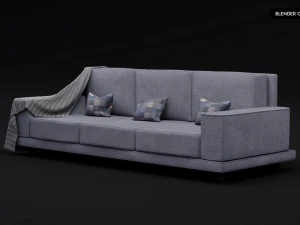 Realistic Modern Sofa Set 3D Model