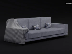 Realistic Modern Sofa Set 3D Model