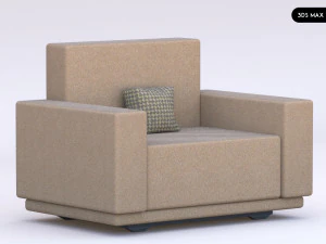 Realistic Modern Sofa Set Design 3D Model