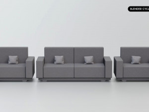 Realistic Modern Sofa Set Design 3Dモデル
