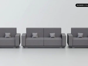 Realistic Modern Sofa Set Design 3D Model