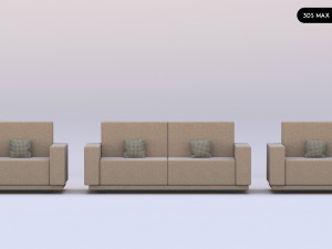 Realistic Modern Sofa Set Design 3Dモデル