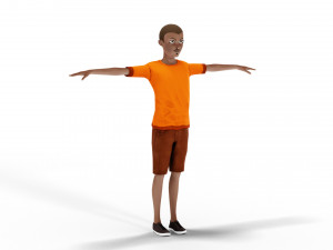 Black Boy Lowpoly Character 3D Model