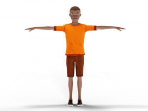 Black Boy Lowpoly Character 3D Model