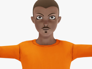 Black Boy Lowpoly Character 3D Model