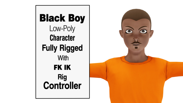 Black Boy Lowpoly Character 3D Model .c4d .max .obj .3ds .fbx .stl .blend 
