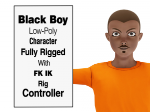 Black Boy Lowpoly Character 3D Модель