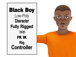 Black Boy Lowpoly Character 3D Model