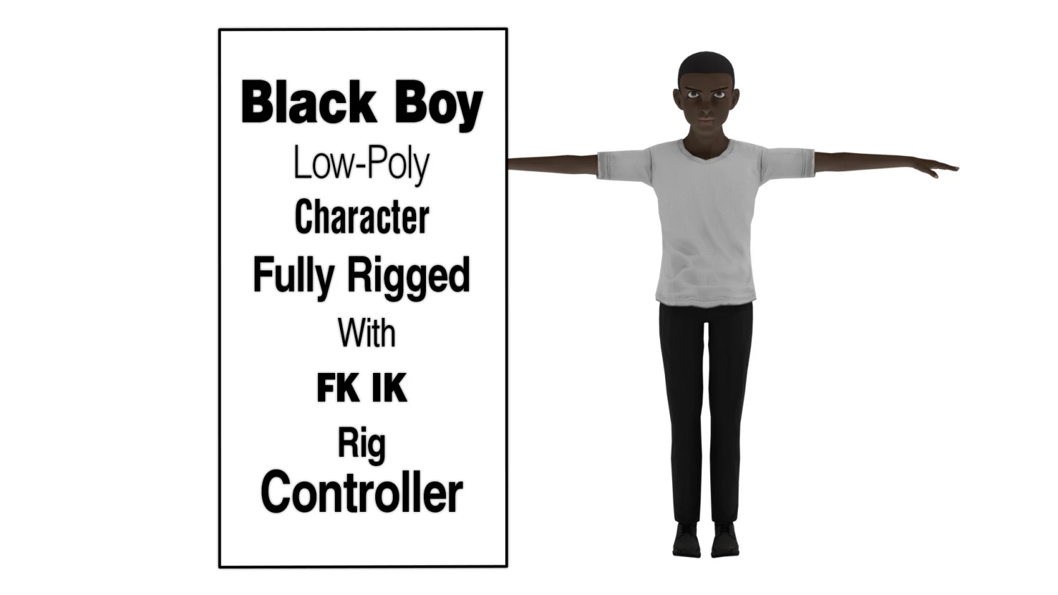Black Boy lowpoly 3D Model .c4d .max .obj .3ds .fbx .stl .blend 