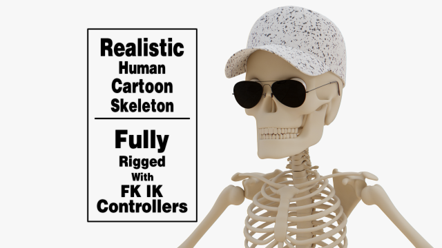Cartoon Skeleton 3D Realistic 3D Model .c4d .max .obj .3ds .fbx .stl .blend 