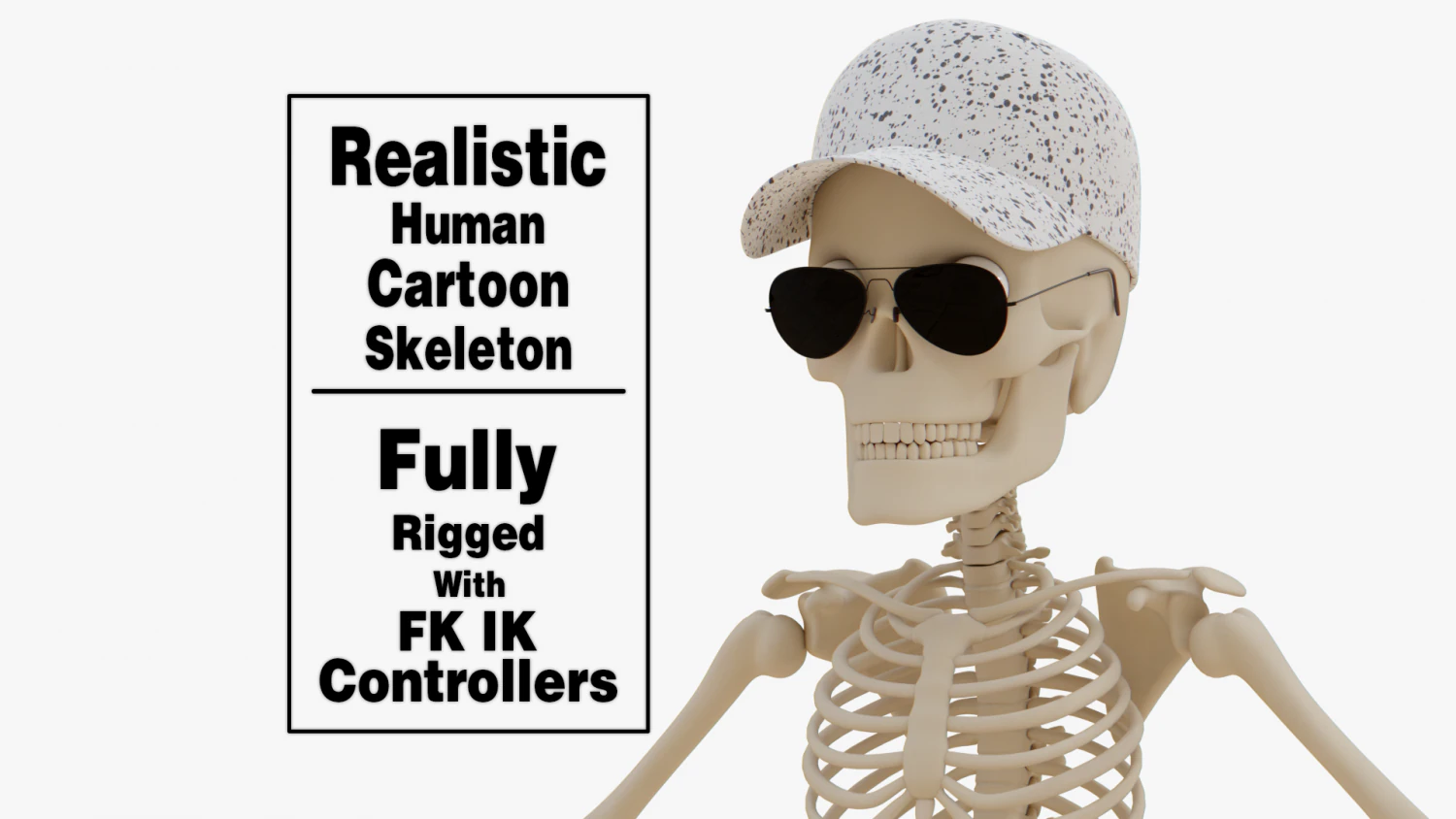 Cartoon Skeleton 3D Realistic 3D Model .c4d .max .obj .3ds .fbx .stl .blend 