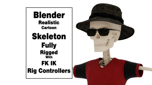 Skeleton Cartoon Scary Modello 3D .c4d .max .obj .3ds .fbx .stl .blend 