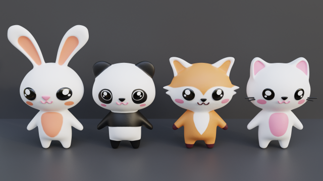 Cute animals Modello 3D .c4d .max .obj .3ds .fbx .stl .blend 