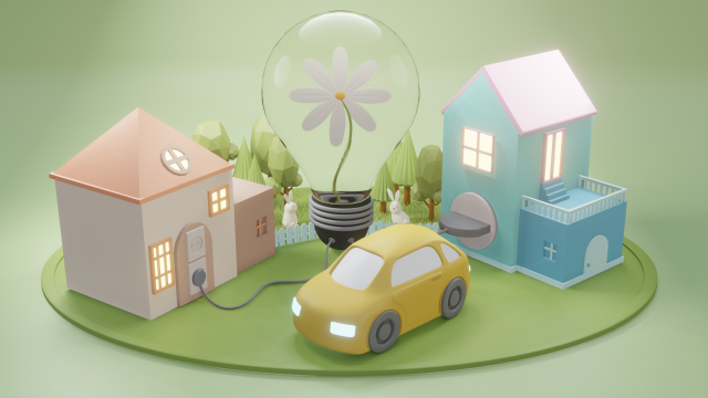 Green eco village concept 3D Модель .c4d .max .obj .3ds .fbx .stl .blend 