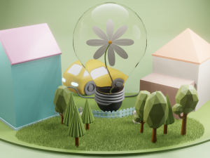 Green eco village concept 3D Модель