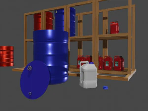 Barrel tong Pellet Teak Wood end Jerrycan 3d Objects models 3D Model