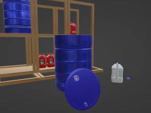 Barrel tong Pellet Teak Wood end Jerrycan 3d Objects models 3D Model