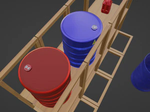 Barrel tong Pellet Teak Wood end Jerrycan 3d Objects models 3D Model