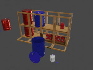 Barrel tong Pellet Teak Wood end Jerrycan 3d Objects models 3D Model