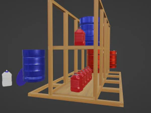 Barrel tong Pellet Teak Wood end Jerrycan 3d Objects models 3D Model