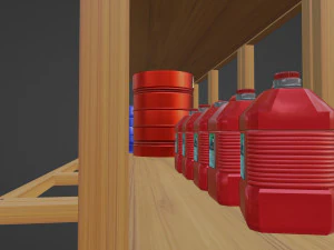 Barrel tong Pellet Teak Wood end Jerrycan 3d Objects models 3D Model