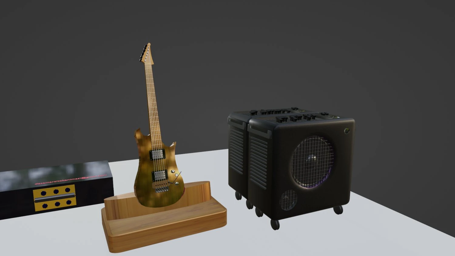 Guitar song electric And Sound speaker box Stereo Model object Teksture Teak wood 3D Model .c4d .max .obj .3ds .fbx .stl .blend 