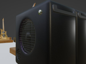 Guitar song electric And Sound speaker box Stereo Model object Teksture Teak wood 3Dモデル