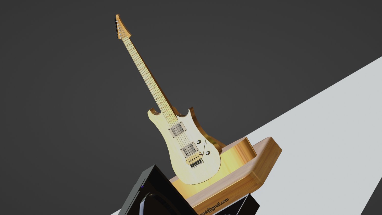 Guitar Song Electric And Sound Speaker Box Stereo Model Object.