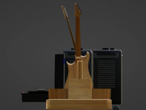 Guitar song electric And Sound speaker box Stereo Model object Teksture Teak wood 3D Model