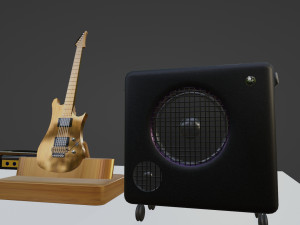 Guitar song electric And Sound speaker box Stereo Model object Teksture Teak wood 3Dモデル