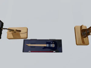 Guitar song electric And Sound speaker box Stereo Model object Teksture Teak wood 3D Model