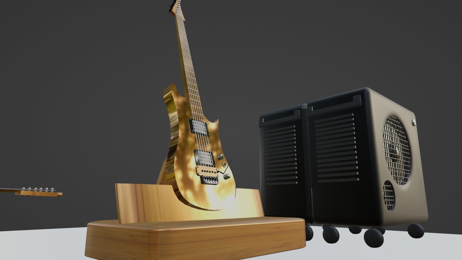 Guitar Song Electric And Sound Speaker Box Stereo Model Object.
