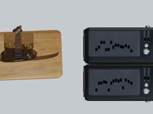 Guitar song electric And Sound speaker box Stereo Model object Teksture Teak wood 3D Model