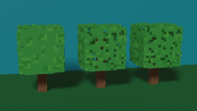 3 types of trees from minecraft Modello 3D .c4d .max .obj .3ds .fbx .stl .blend 