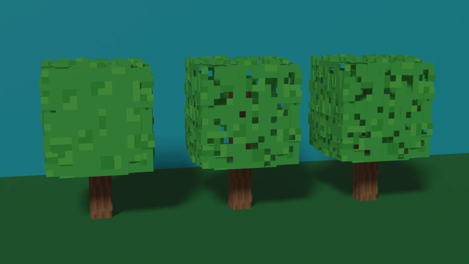 3 types of trees from minecraft 3D Model .c4d .max .obj .3ds .fbx .stl .blend 