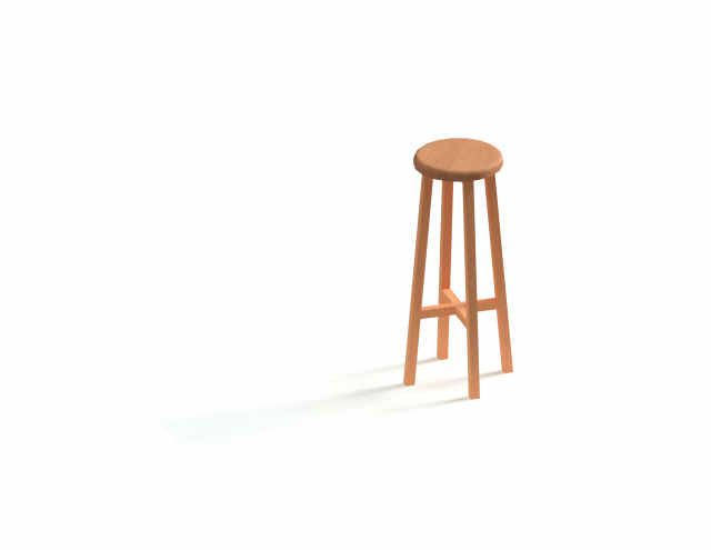 Wooden Round Bar Stool 3D Model .c4d .max .obj .3ds .fbx .stl .blend 
