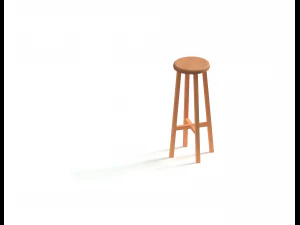 Ahşap Yuvarlak Bar Taburesi 3D Model
