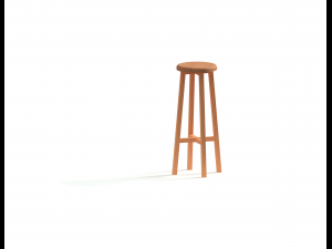 Wooden Round Bar Stool 3D Model
