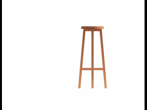 Wooden Round Bar Stool 3D Model